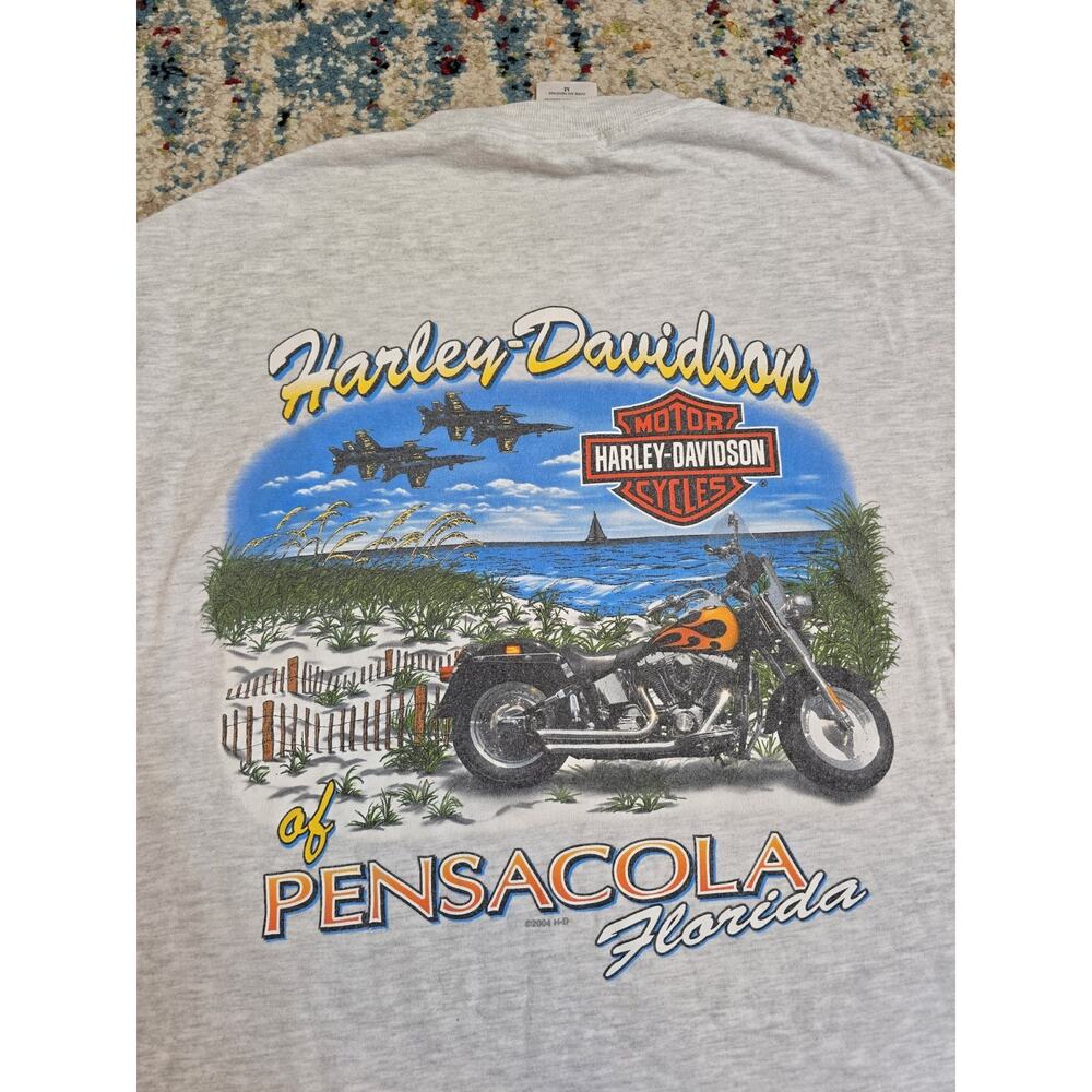 Vintage 2004 Harley Davidson Motorcycles Graphic T-Shirt Pensacola Florida Sz M